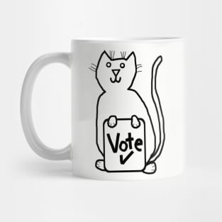 Cute Cat says Animals Vote Minimal Line Drawing Mug